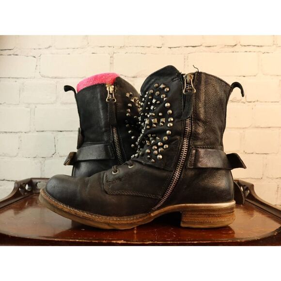 A.S.98 Black Silver Studded Boots EU Sz 39 US Sz 8/9 - Picture 3 of 11